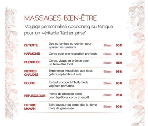 La Carte des massages